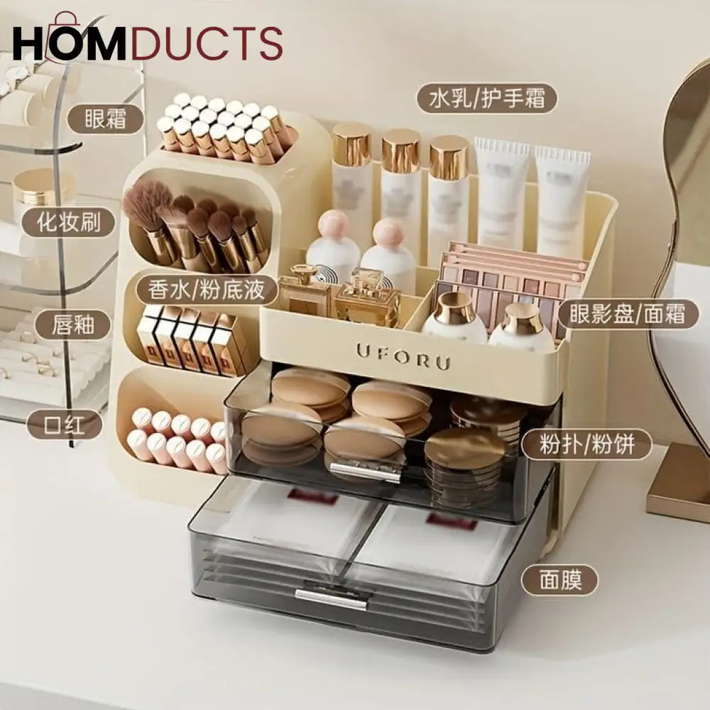 Luxury Cosmetic Box With Makeup Brush Organiser