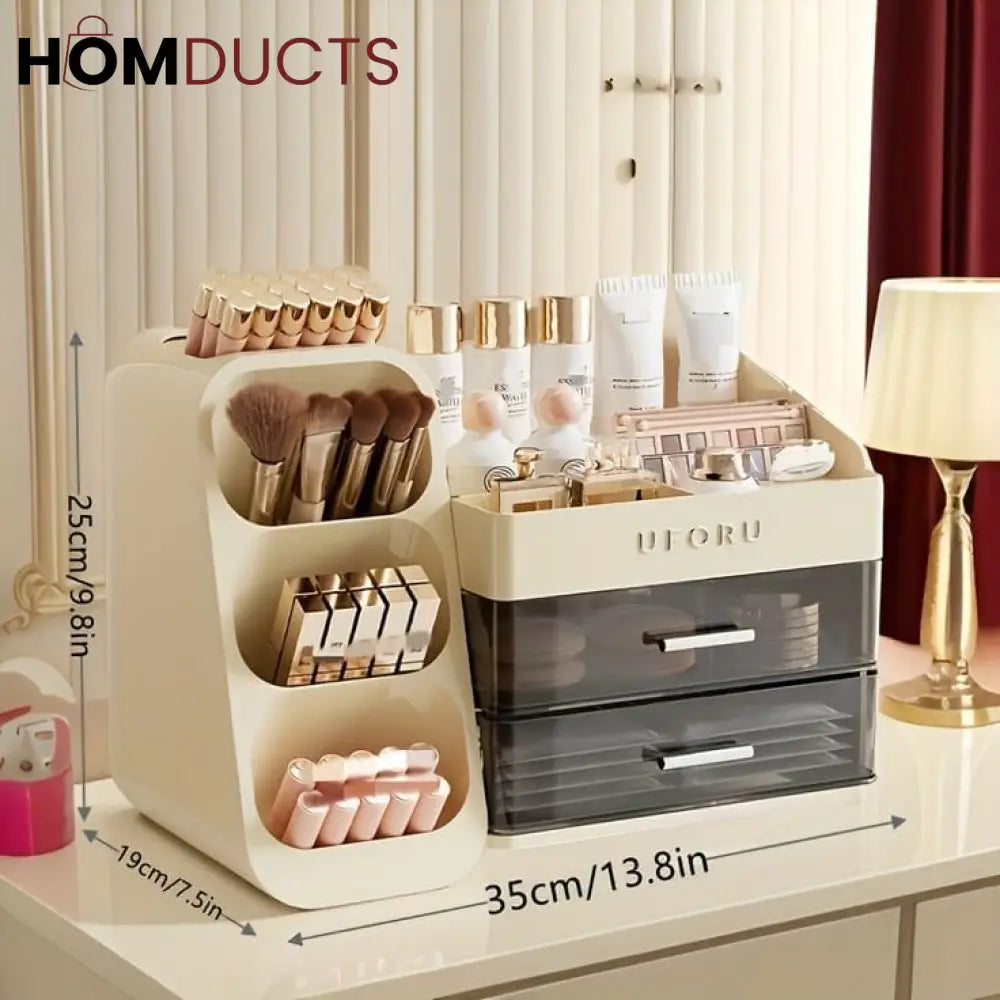 Luxury Cosmetic Box With Makeup Brush Organiser