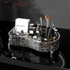 Luxury Crystal Clear Makeup Organizer with Compartments for Brushes Perfume and Skincare Products