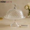 Luxury Crystal Glass Cake Stand with Dome Cover – Elegant Dessert Display