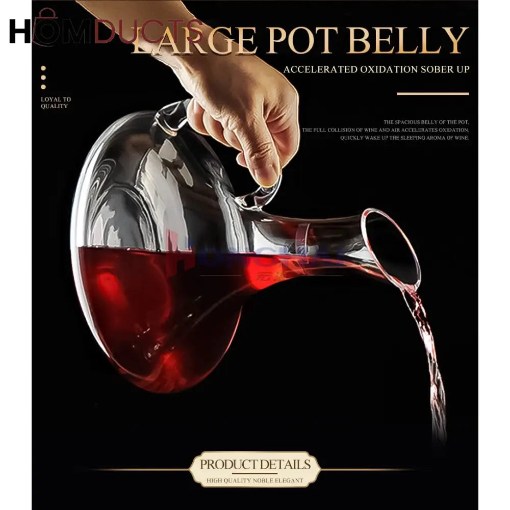 Luxury Crystal Glass Decanter with Handle – Hand-Blown Transparent Pitcher for Beverages and Home Decor
