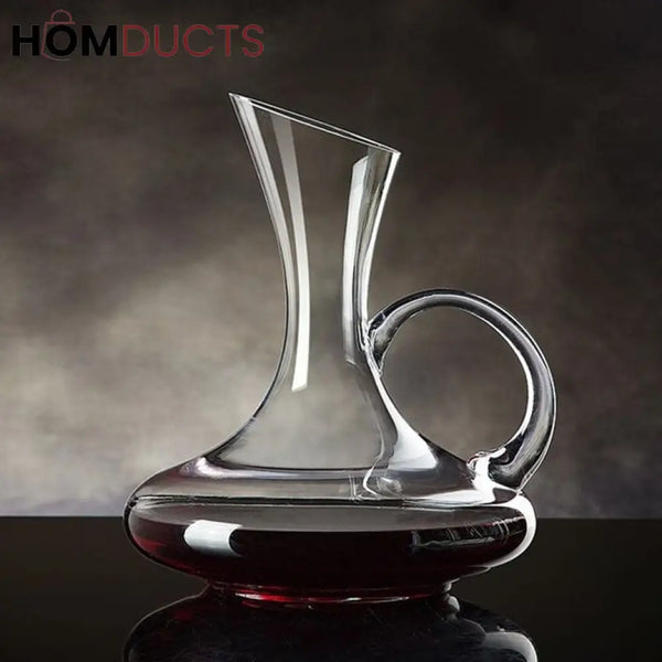 Luxury Crystal Glass Decanter with Handle – Hand-Blown Transparent Pitcher for Beverages and Home Decor