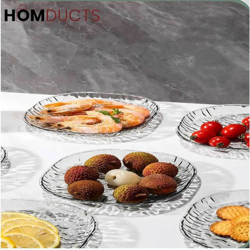 Luxury Crystal Glass Plate Set with Storage Box – 8 Pcs