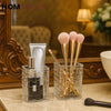 Luxury Crystal Makeup Brush & Cosmetic Organizer – 2-Compartment Vanity Holder