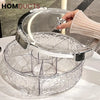 Luxury Crystal Snack Serving Bowl with Lid – 6-Compartment Dry Fruit & Nut Storage Organizer Tray