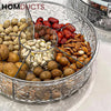 Luxury Crystal Snack Serving Bowl with Lid – 6-Compartment Dry Fruit & Nut Storage Organizer Tray