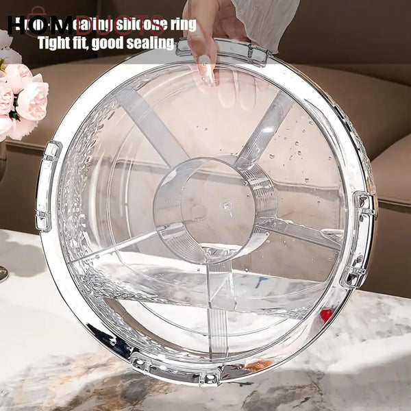Luxury Crystal Snack Serving Bowl with Lid – 6-Compartment Dry Fruit & Nut Storage Organizer Tray