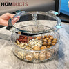 Luxury Crystal Snack Serving Bowl with Lid – 6-Compartment Dry Fruit & Nut Storage Organizer Tray