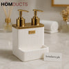 Luxury Dual Soap & Lotion Dispenser – White & Gold Bathroom Organizer
