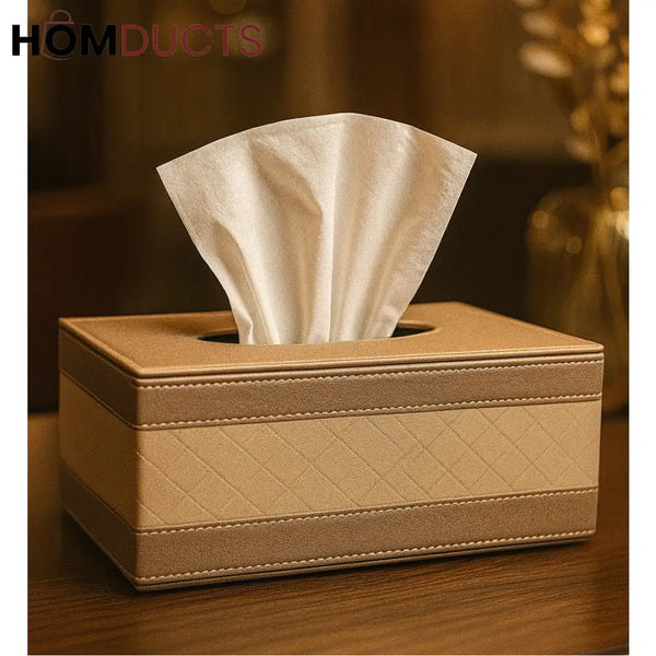 Luxury Faux Leather Tissue Box Cover – Elegant Rectangular Tissue Holder for Living Room & Office