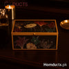 Luxury Floral Enamel Jewelry Box with Gold Frame – Elegant Vanity Storage
