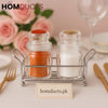 Luxury Glass Spice Jar Set with Elegant Metal Holder – Salt & Pepper Shakers