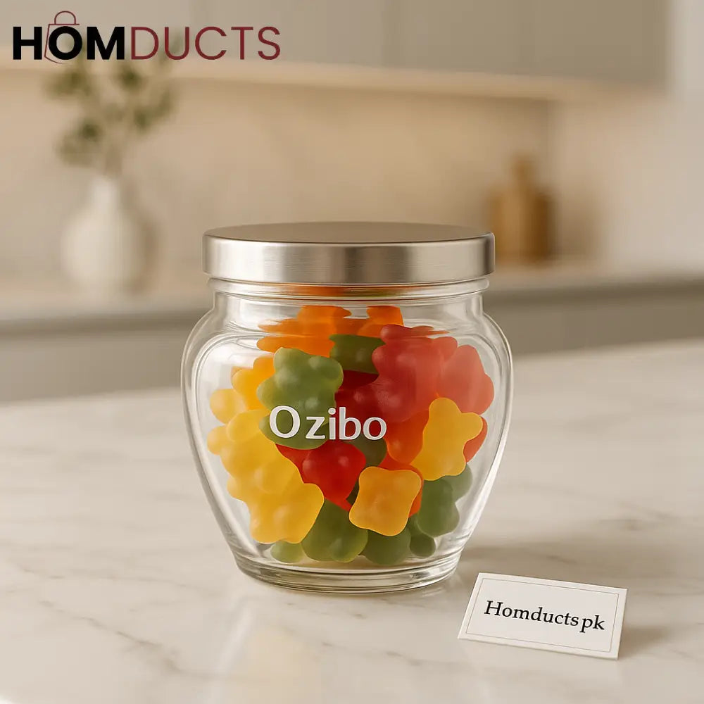 Luxury Glass Storage Jar with Airtight Silver Lid – 1 Pc