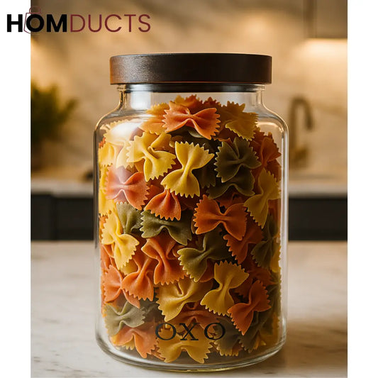 Luxury Glass Storage Jar with Airtight Wooden Lid – 1L