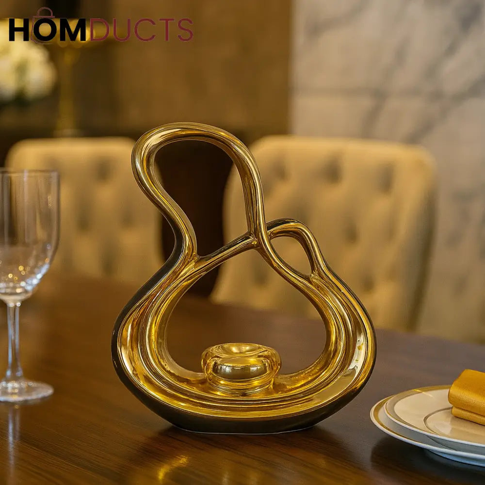 Luxury Gold Abstract Table Decor – Modern Centerpiece for Dining & Living Room