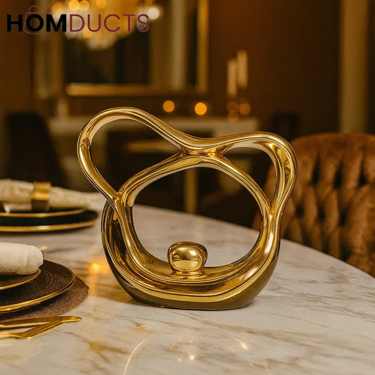 Luxury Gold Abstract Table Decor – Modern Metal Sculpture for Dining & Living Room