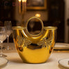 Luxury Gold Ceramic Vase with Butterfly Embossed Design – Elegant Dining Table Decor