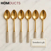 Luxury Gold Dessert Spoons Set – 6 Piece Premium Cutlery with Textured Handles
