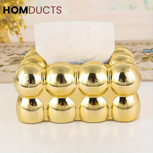 Luxury Golden Bubble Tissue Box – Elegant Home & Living Decor