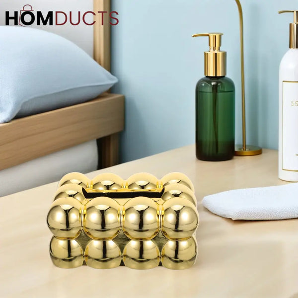 Luxury Golden Bubble Tissue Box – Elegant Home & Living Decor