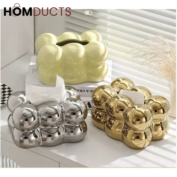 Luxury Golden Bubble Tissue Box – Elegant Home & Living Decor
