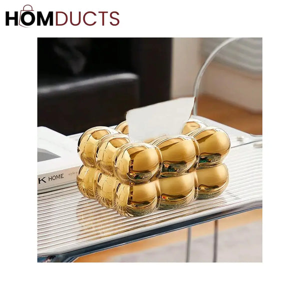Luxury Golden Bubble Tissue Box – Elegant Home & Living Decor