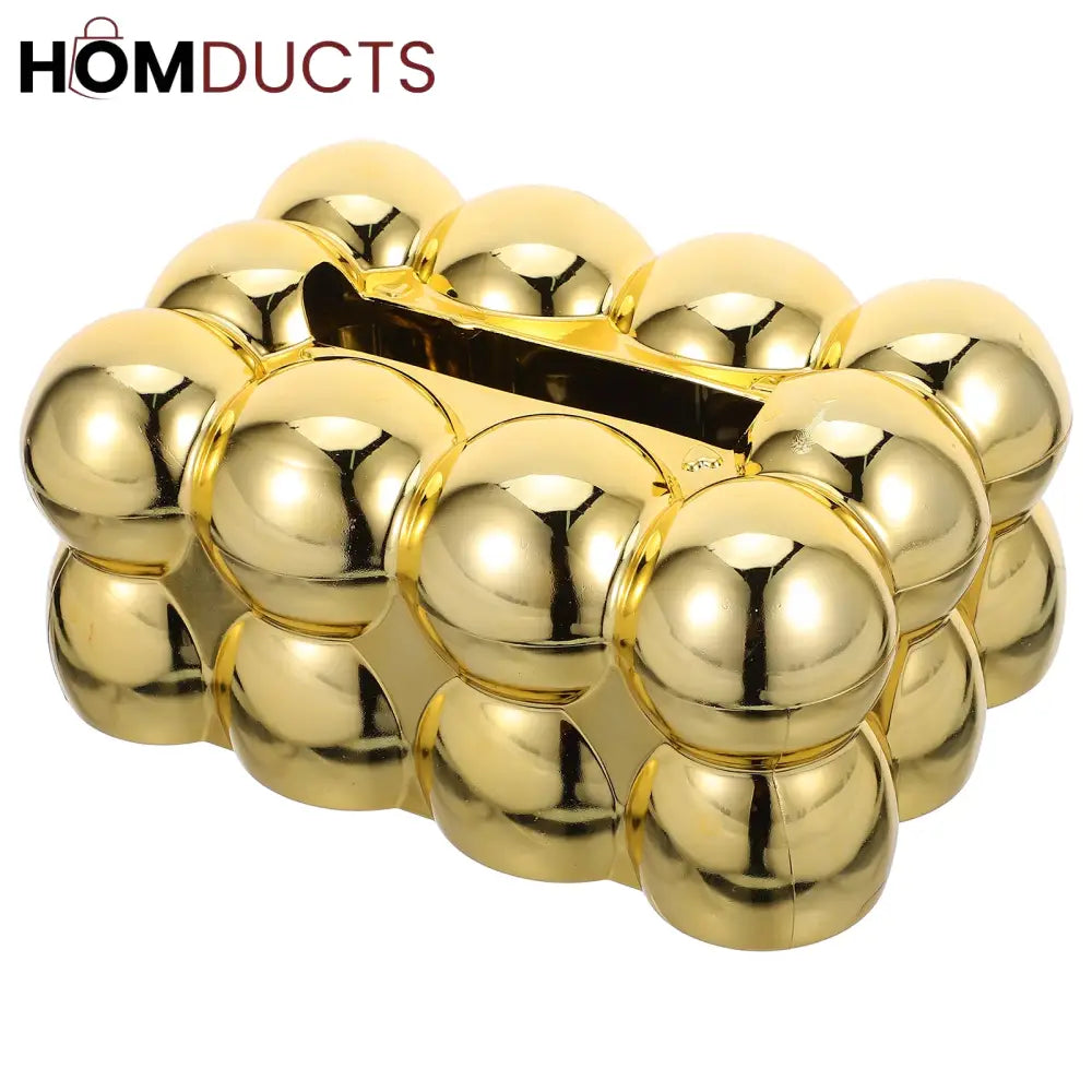 Luxury Golden Bubble Tissue Box – Elegant Home & Living Decor