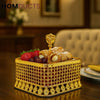 Luxury Golden Crystal Grid Box – Dessert & Decor Display