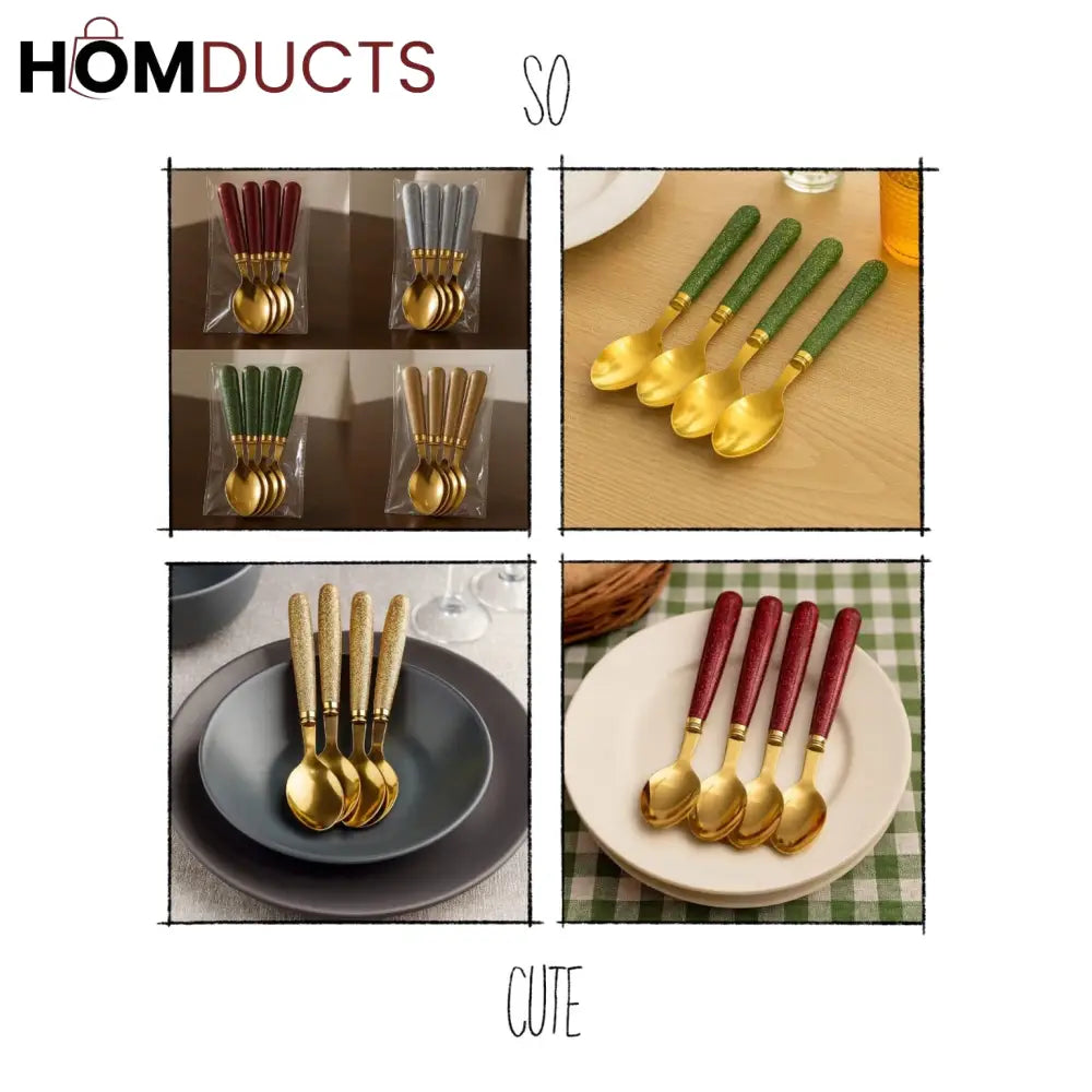Luxury Golden Spoons – 4 Pcs Set