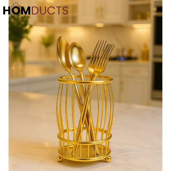 Luxury Golden Wire Cutlery Holder – Modern Utensil Organizer