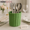 Luxury Green Woven Cutlery Holder – Elegant Table Organizer