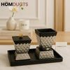 Luxury Hammered Silver Incense Burner Set with Black Tray & Lid