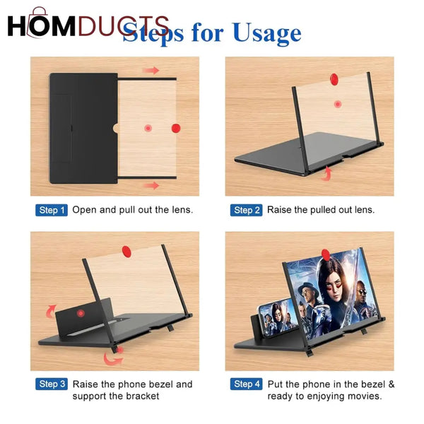 Luxury HD Smartphone Screen Magnifier – Portable 3D Phone Projector Stand