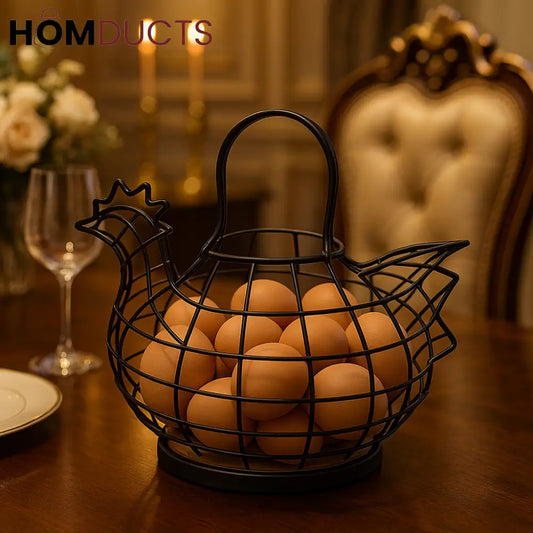 Luxury Hen-Shaped Wire Fruit Basket for Dining Table & Kitchen Decor