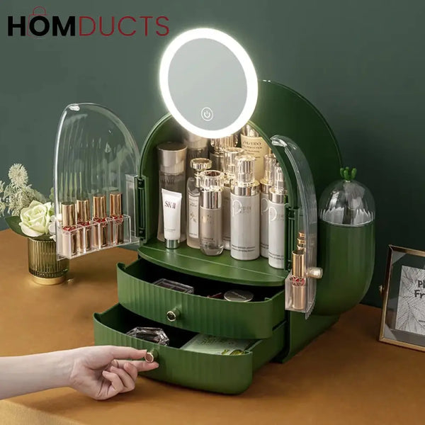 Luxury Large Capacity Inside Led Mirror Cosmetic Organizer J & C