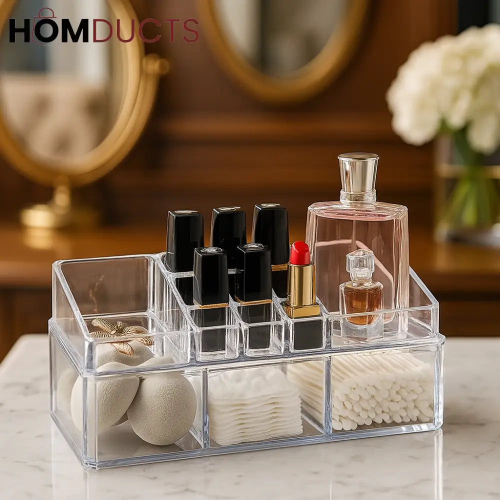 Luxury Makeup & Skincare Organizer – Multi-Compartment Storage Box