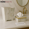 Luxury Marble Tissue Box & Dustbin Set – Gold Accent Premium Bathroom Collection