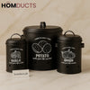 Luxury Matte Black Garlic Potato & Onion Storage Canister Set – Ventilated Kitchen Containers