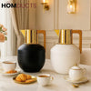 Luxury Matte Thermos Jug Set – Black & White Insulated Carafes with Gold Handle & Lid (1L)