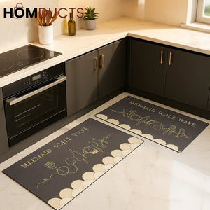 Luxury Mermaid Wave Kitchen Floor Mat Set (2-Piece)