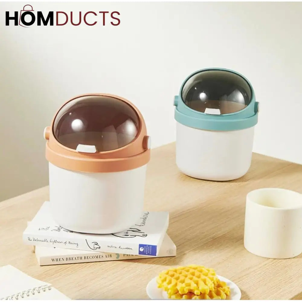 Luxury Mini Dome Lid Trash Bin – Stylish Desktop Waste Organizer for Home & Office