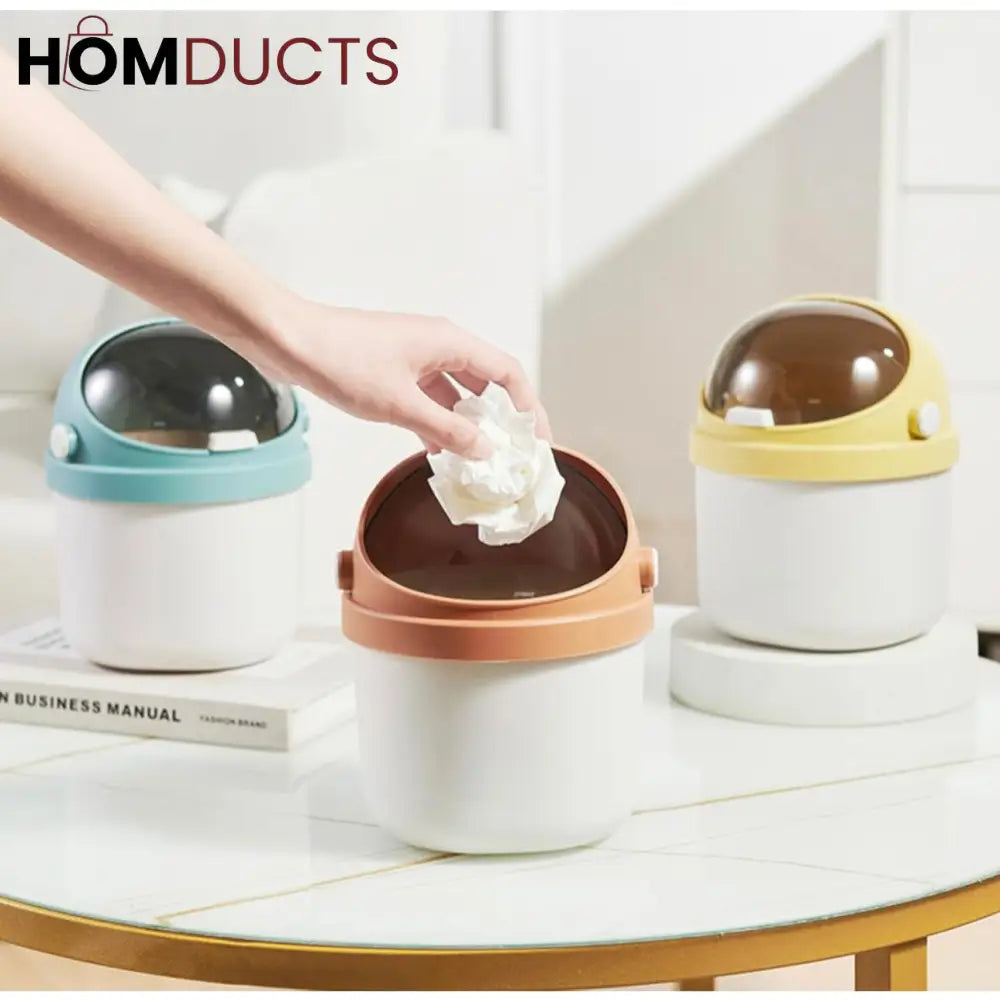 Luxury Mini Dome Lid Trash Bin – Stylish Desktop Waste Organizer for Home & Office