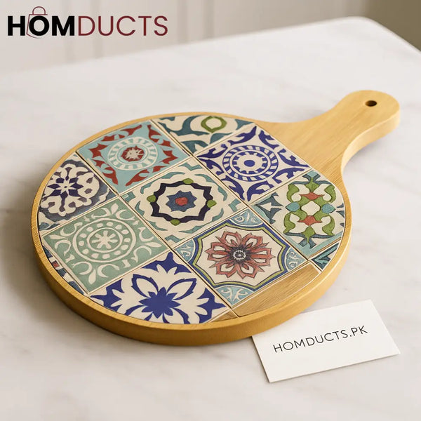 Luxury Mosaic Tile Cheese Platter – Premium Wooden Serving Board (Large)