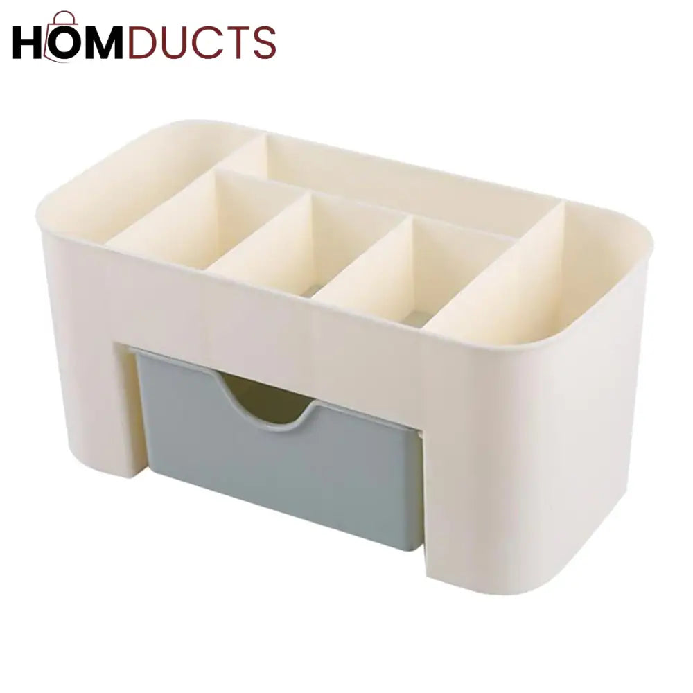 Luxury Multi-Compartment Desk Organizer with Drawer – Pink & Ivory