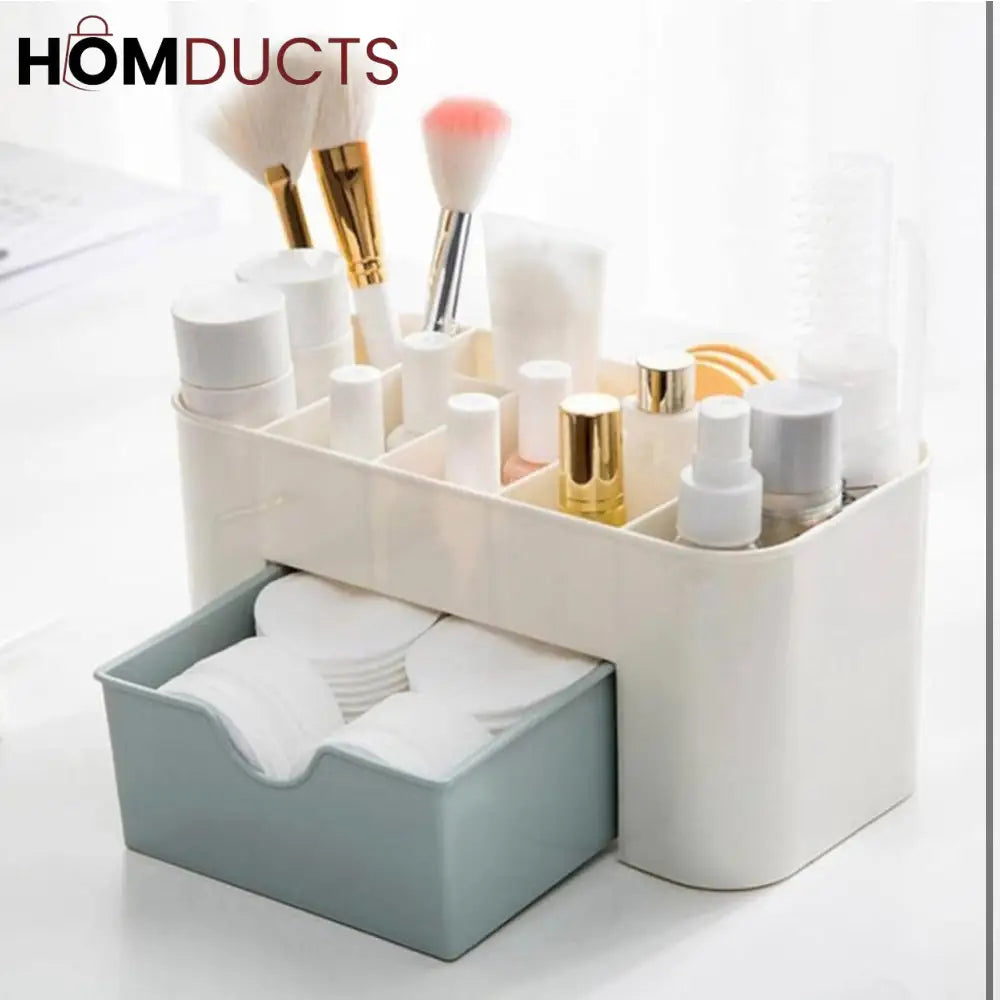 Luxury Multi-Compartment Desk Organizer with Drawer – Pink & Ivory