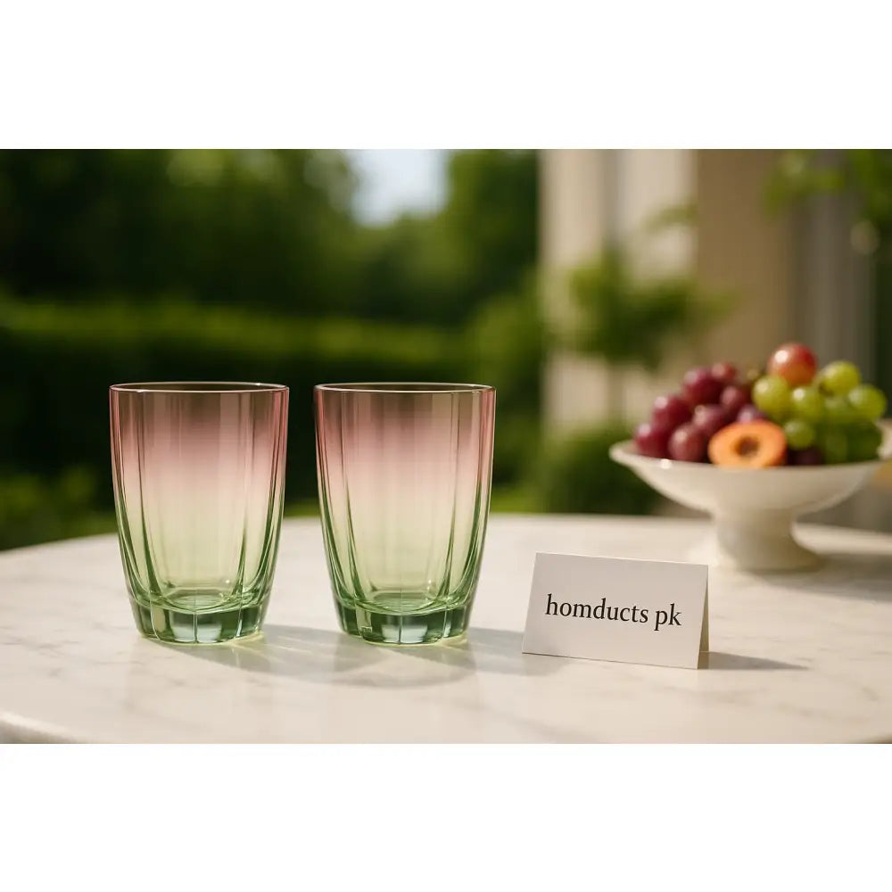 Luxury Ombre Glass Tumbler Set – Pink & Green Gradient (2-Piece)