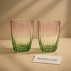 Luxury Ombre Glass Tumbler Set – Pink & Green Gradient (2-Piece)