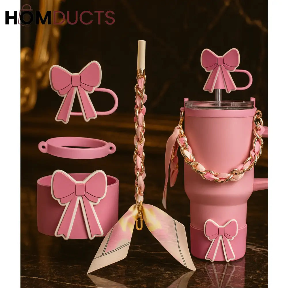 Luxury Pink Bow Tumbler Accessory Set – Fits 30oz to 40oz Tumblers