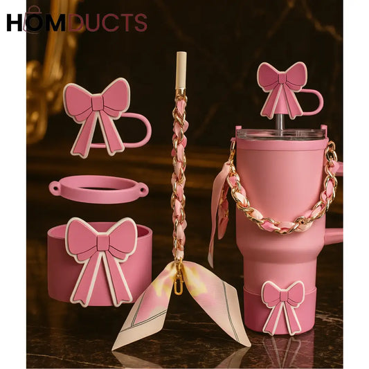 Luxury Pink Bow Tumbler Accessory Set – Fits 30oz to 40oz Tumblers
