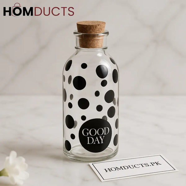 Luxury Polka Dot Bottle with Cork Lid – Decorative & Storage Jar